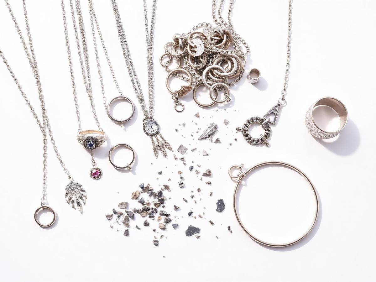 Silver jewellery ready for valuation